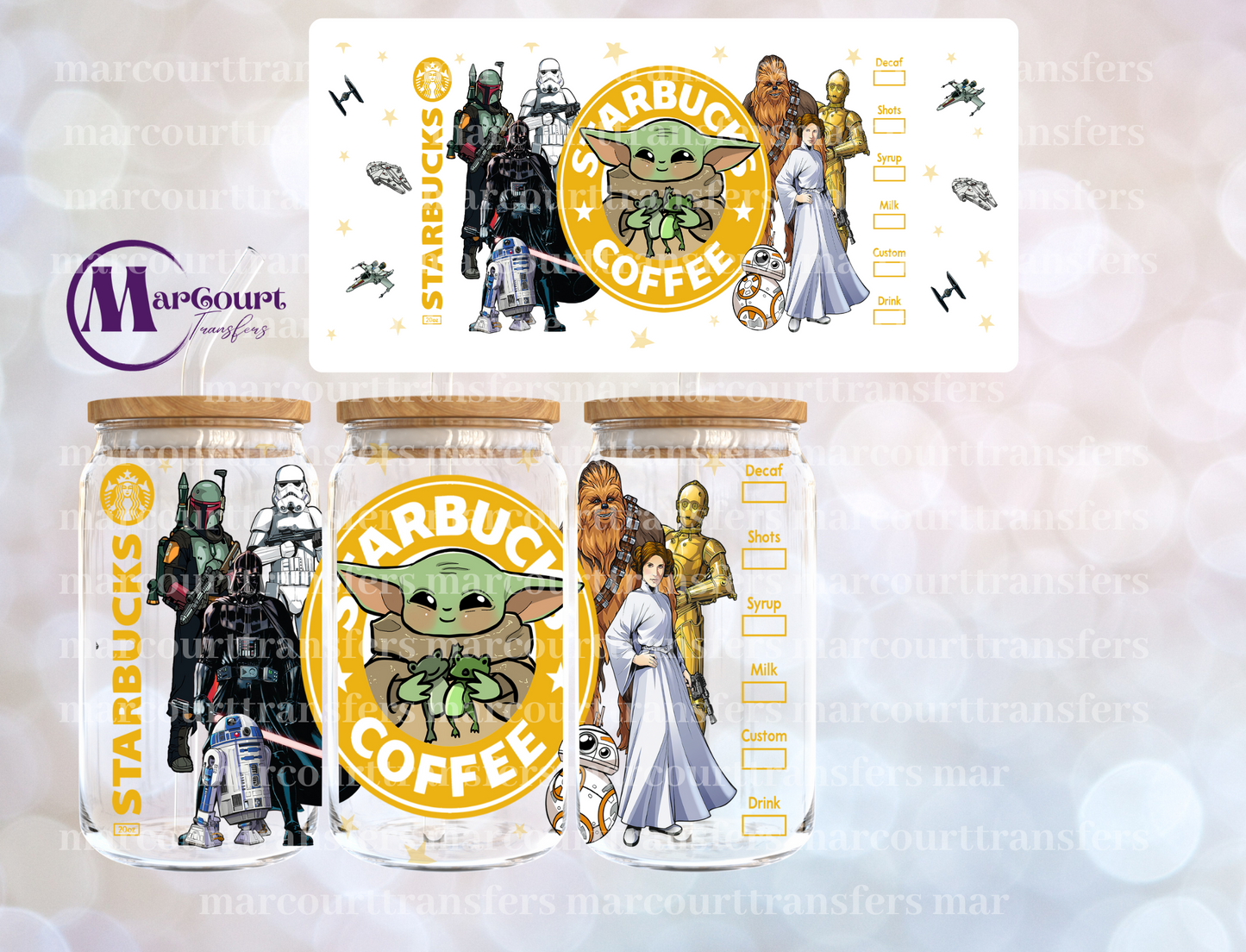 STAR WARS STARBUCKS -16 0Z-UV DTF CUP WRAP