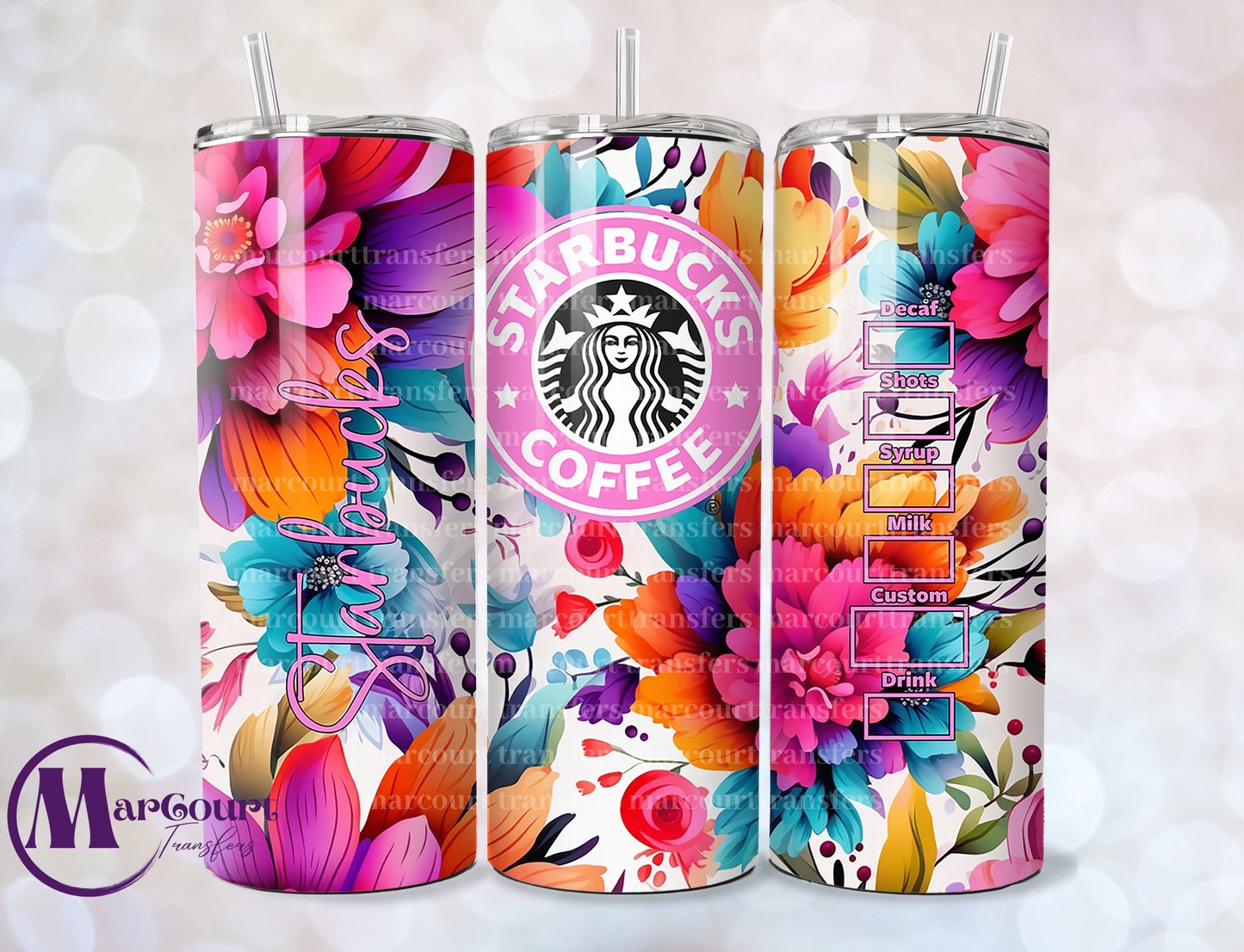 STARBUCKS BRIGHT BEAUTY-SKINNY TUMBLER TRANSFER