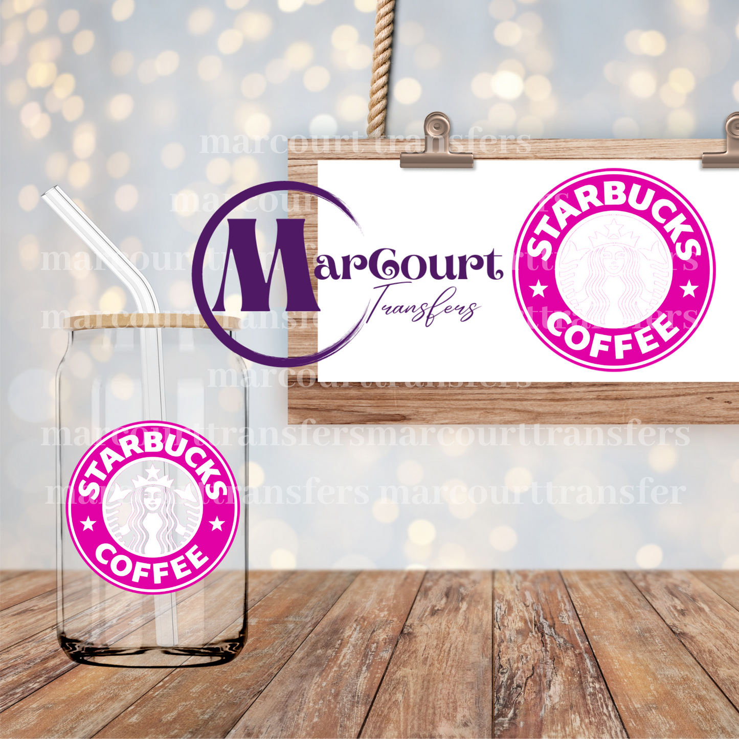 STARBUCKS LOGO RING (PINK)-DECAL-UV DTF CUP WRAP