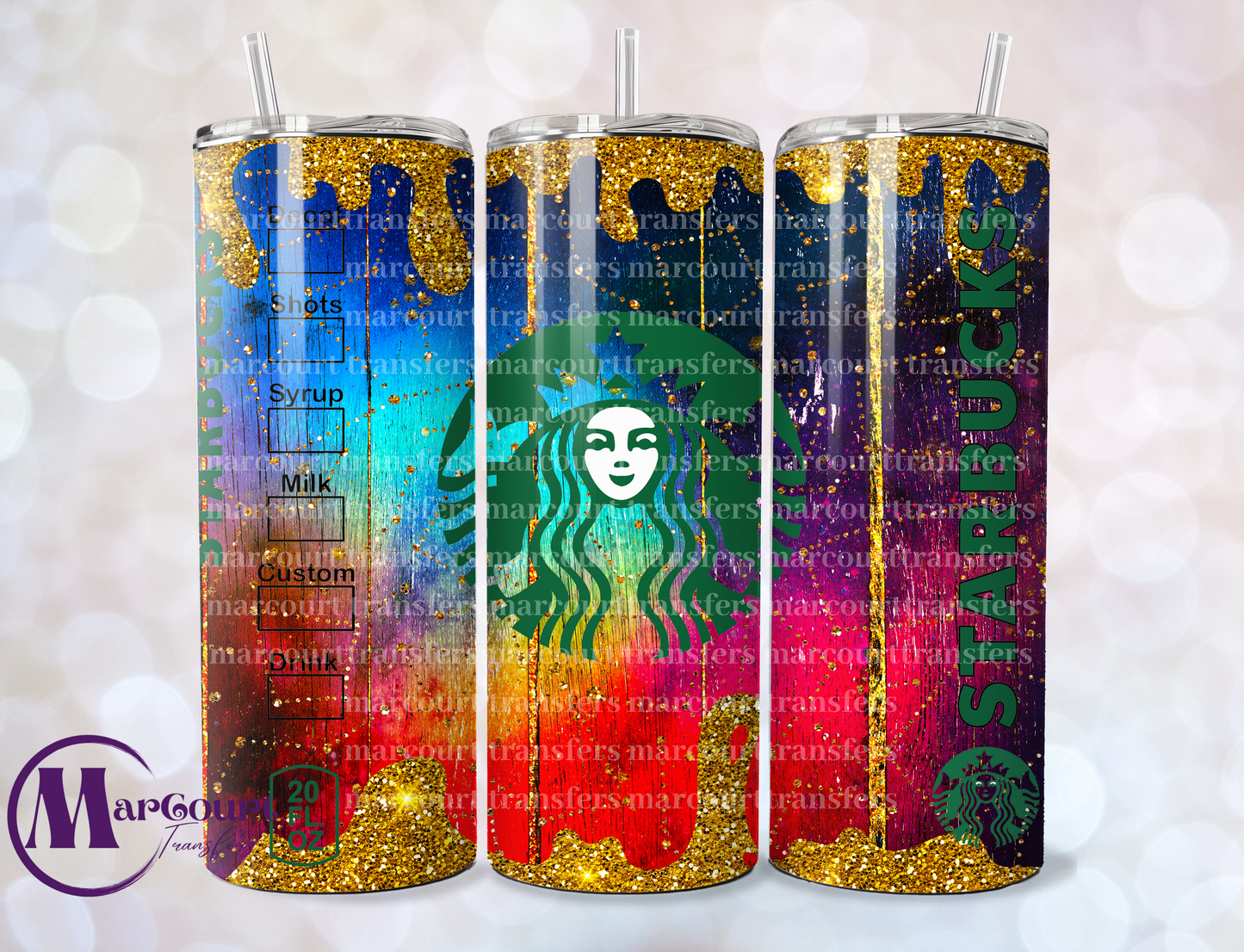 STARBUCKS GLITTER COSMO-SKINNY TUMBLER TRANSFER