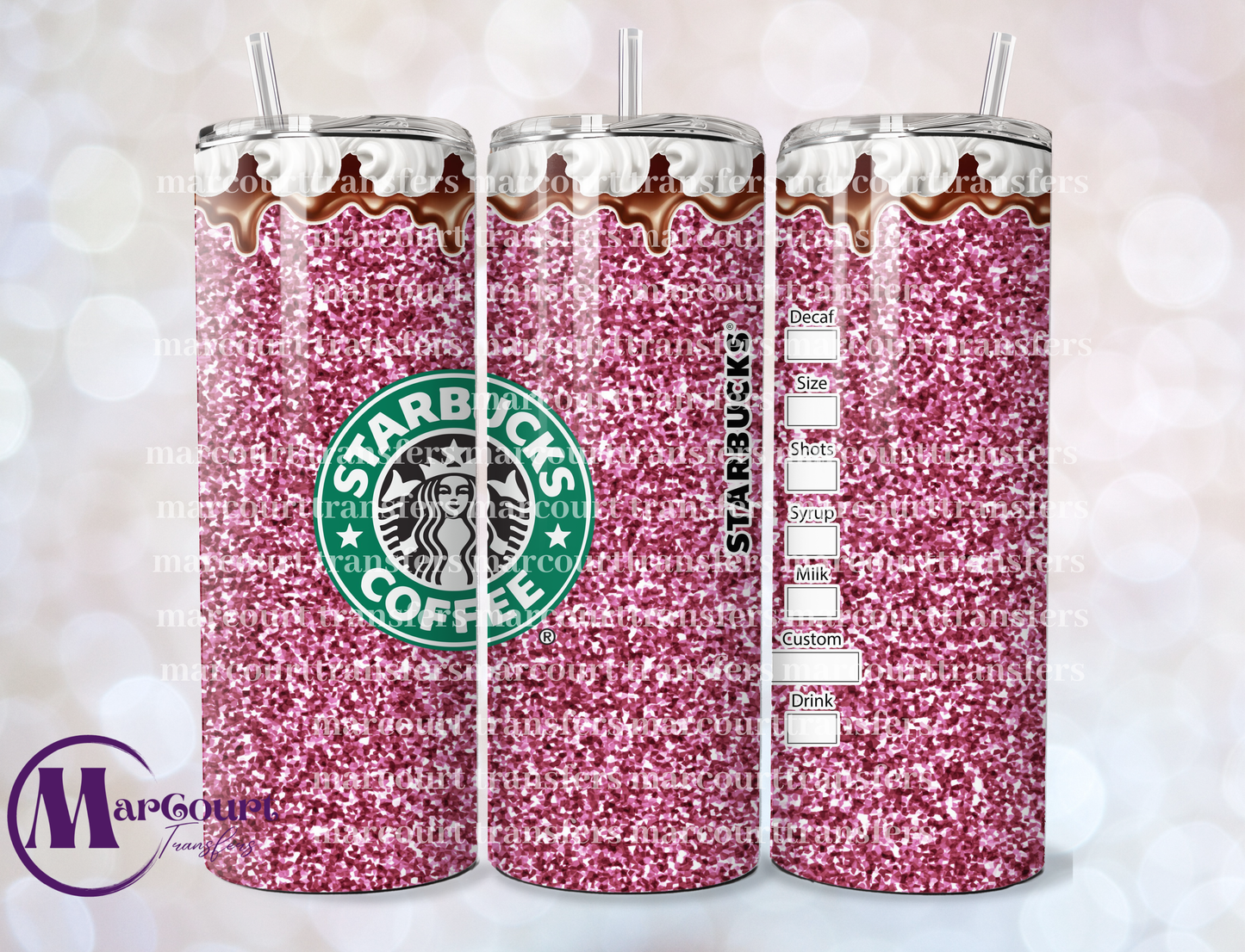 STARBUCKS WHIP AND CHOC TOP-SKINNY TUMBLER TRANSFER (SUBLIMATION)