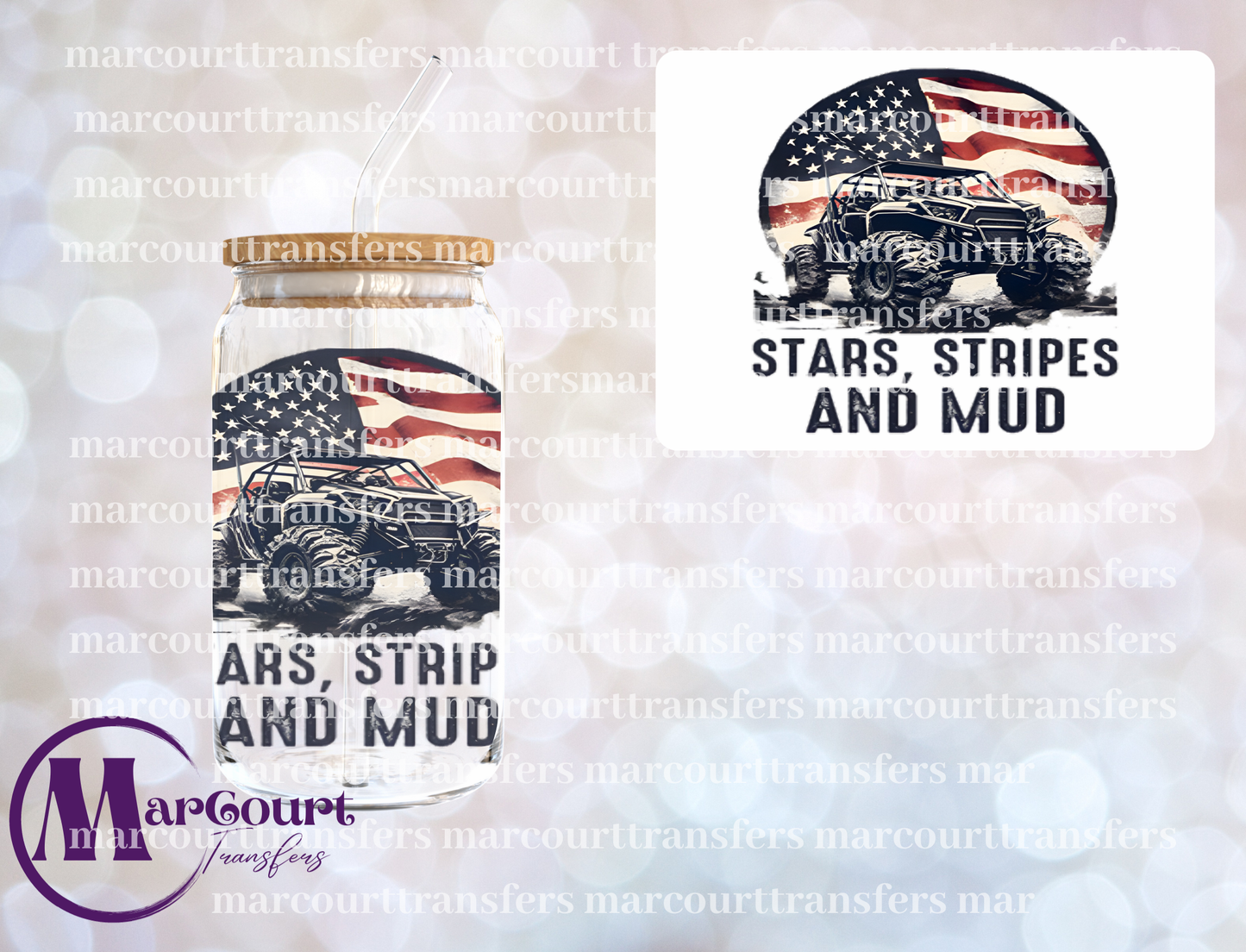 STARS STRIPES AND MUD-UV DTF CUP WRAP
