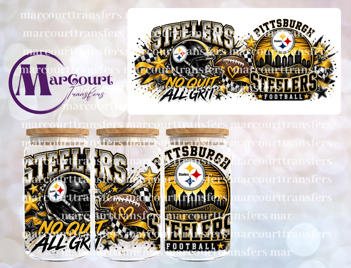STEELERS NO QUIT ALL GRIT-16 0Z-UV DTF CUP WRAP