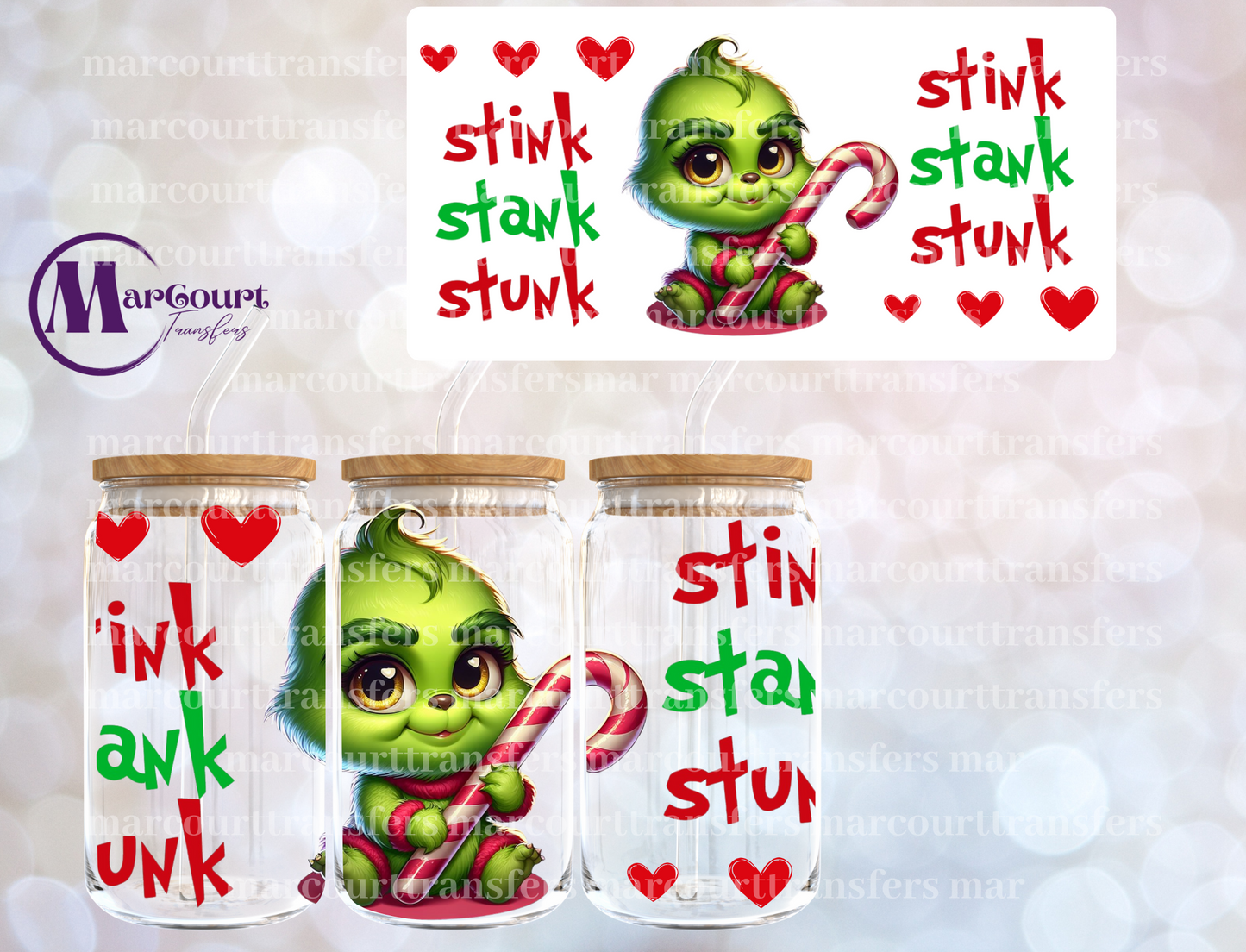 STINK STANK STUNK BABY GRINCH-16 0Z-UV DTF CUP WRAP