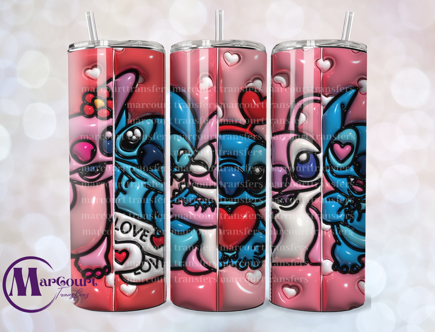 ANGEL AND STITCH VALENTINE INFLATED-SKINNY TUMBLER TRANSFER