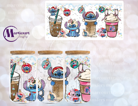 STITCH CHRISTMAS COFFEE-16 0Z-UV DTF CUP WRAP