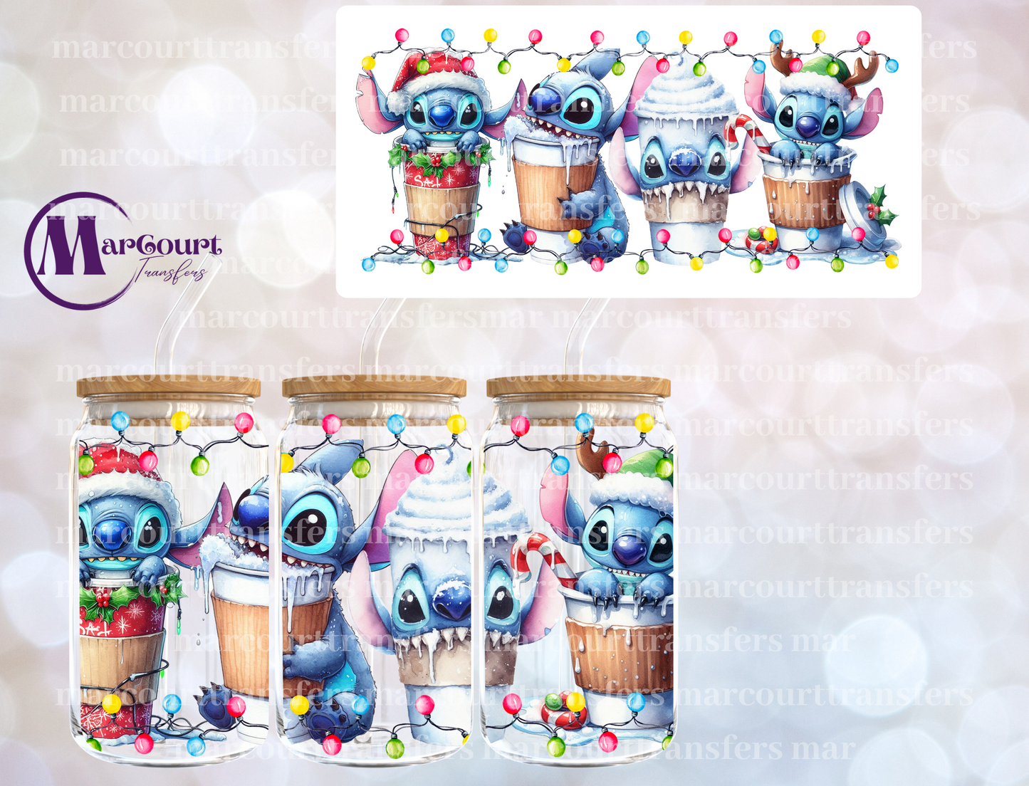 STITCH CHRISTMAS DRINKS-16 0Z-UV DTF CUP WRAP