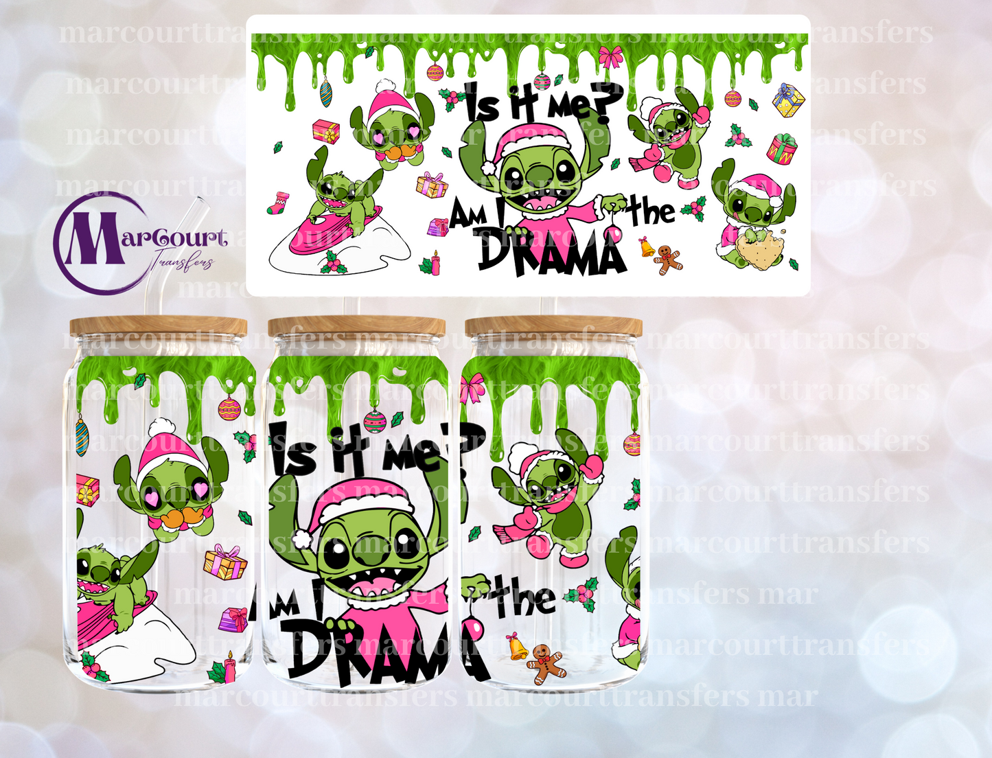 STITCH IS IT ME AM I THE DRAMA PINK-16 0Z-UV DTF CUP WRAP