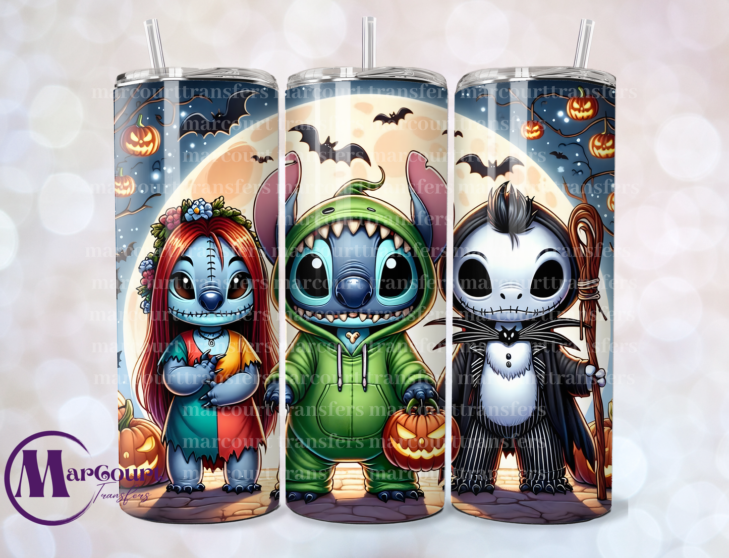 STITCH JACK AND SALLY-SKINNY TUMBLER TRANSFER