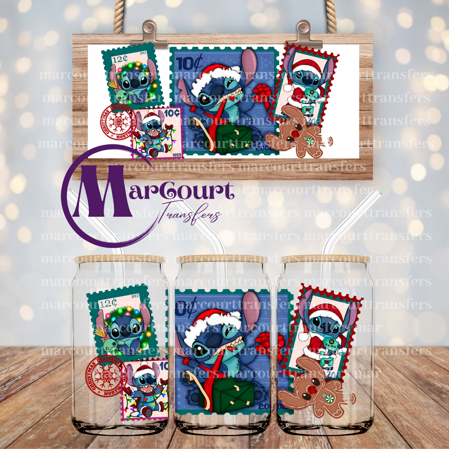 STITCH CHRISTMAS STAMPS-16 0Z-UV DTF CUP WRAP