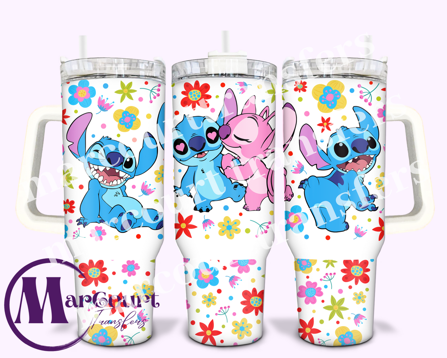 STITCH AND ANGEL FLOWERS-40 0Z-SUBLIMATION TUMBLER TRANSFER