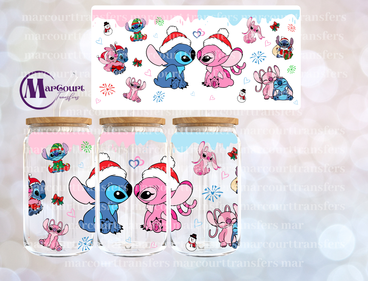 STITCH AND ANGEL CHRISTMAS-16 0Z-UV DTF CUP WRAP