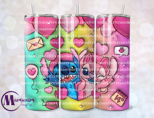 STITCH AND ANGEL VALENTINE INFLATED-20-SKINNY TUMBLER TRANSFER (SUBLIMATION)
