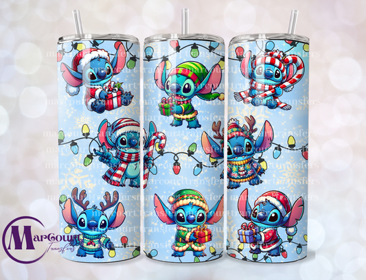 STITCH WITH CHRISTMAS LIGHTS-SKINNY TUMBLER TRANSFER