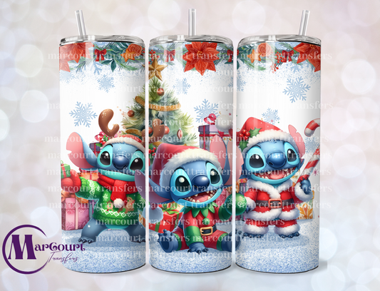 STITCH WITH POINTSETTAS-SKINNY TUMBLER TRANSFER