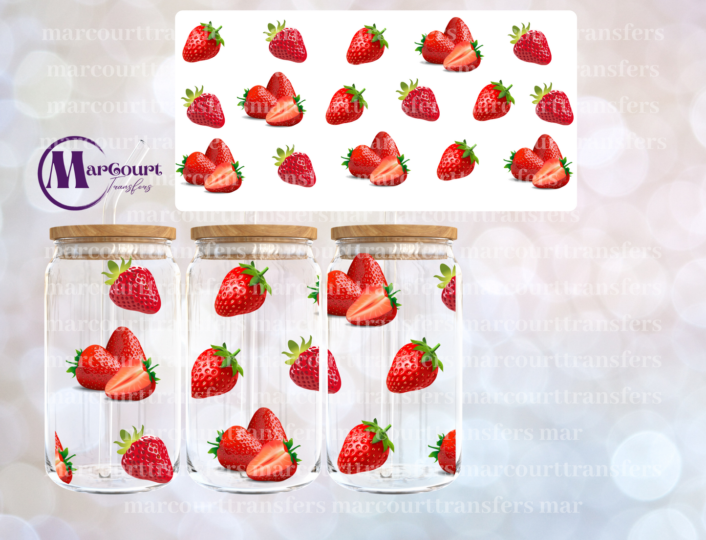 STRAWBERRIES 2-16 0Z-UV DTF CUP WRAP