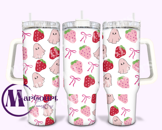 STRAWBERRIES AND GHOSTS-40 0Z-UV DTF CUP WRAP