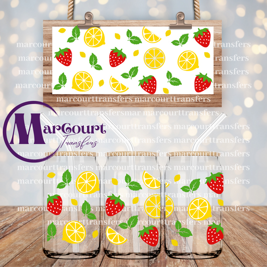 LEMONS AND STRAWBERRIES-16 0Z-UV DTF CUP WRAP