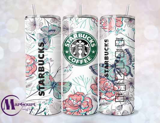 STARBUCKS BUTTERFLIES-SKINNY TUMBLER TRANSFER