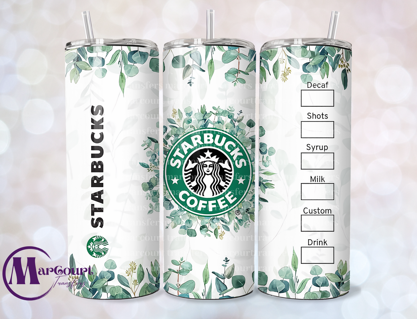 STARBUCKS GREEN LEAVES-SKINNY TUMBLER TRANSFER