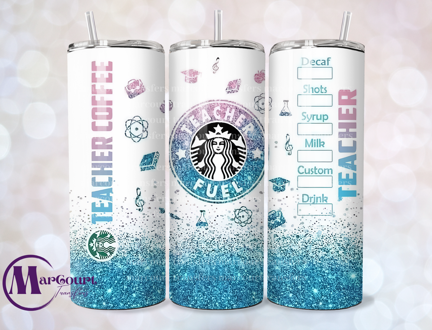 STARBUCKS TEACHER FUEL-SKINNY TUMBLER TRANSFER