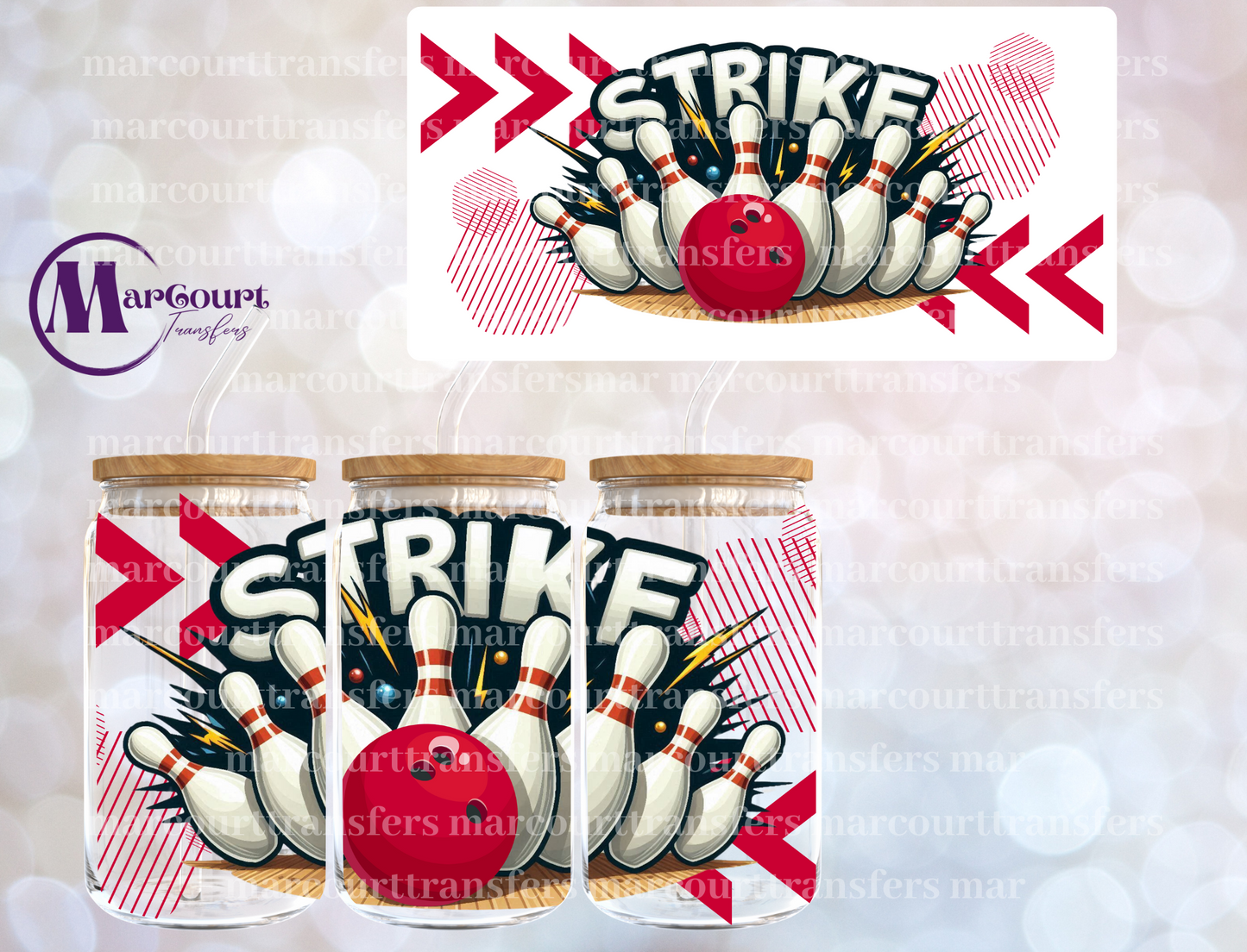 STRIKE BOWLING-16 0Z-UV DTF CUP WRAP