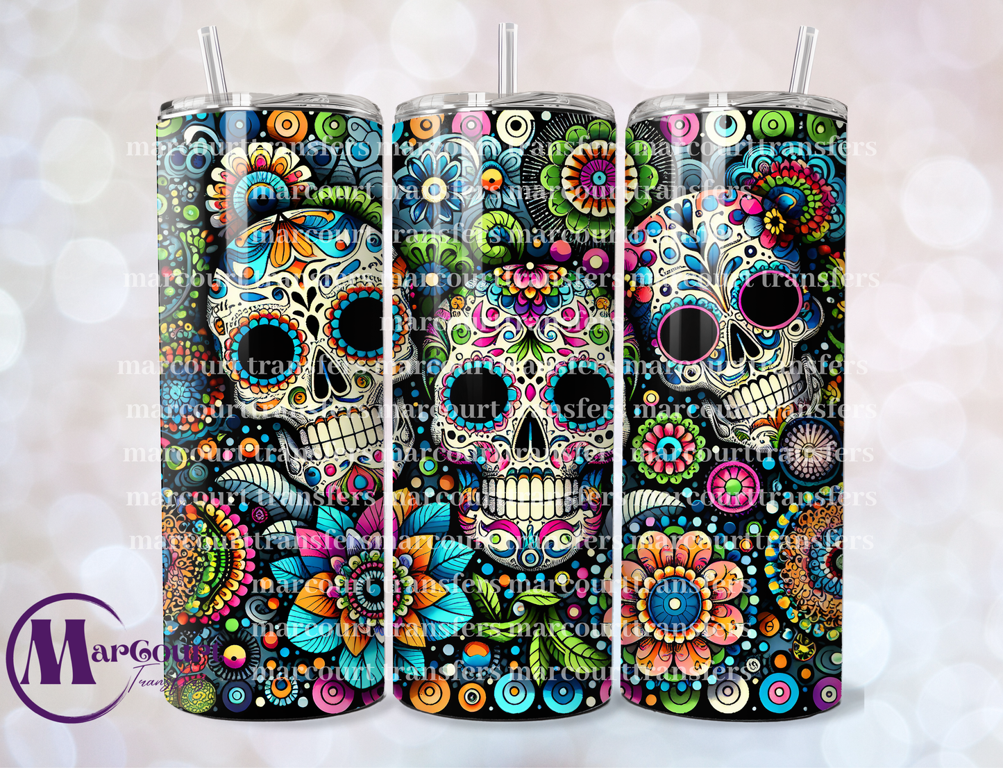 SUGAR SKULLS-20 OZ-UV DTF CUP WRAP
