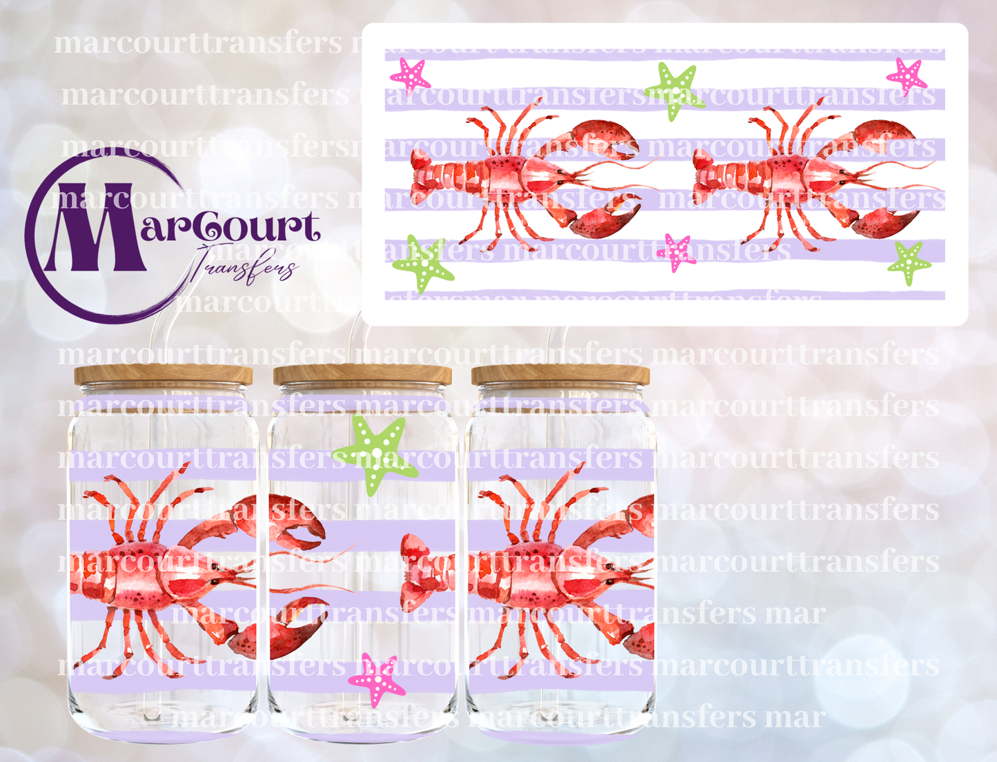 SUMMER LOBSTER-16 0Z-UV DTF CUP WRAP