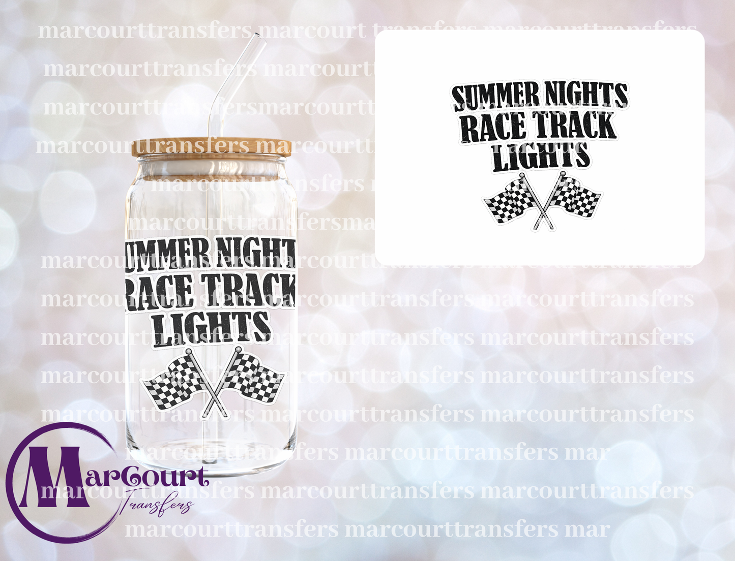 SUMMER NIGHTS RACE TRACK LIGHTS-UV DTF CUP WRAP