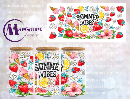 SUMMER VIBES FRUIT AND ICE CREAM-16 0Z-UV DTF CUP WRAP
