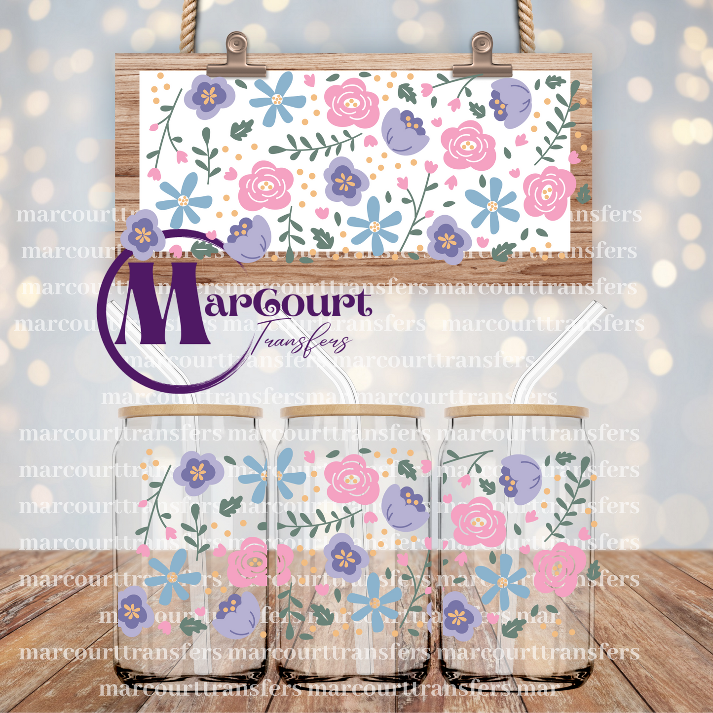 SUMMER FLOWERS-16 0Z-UV DTF CUP WRAP