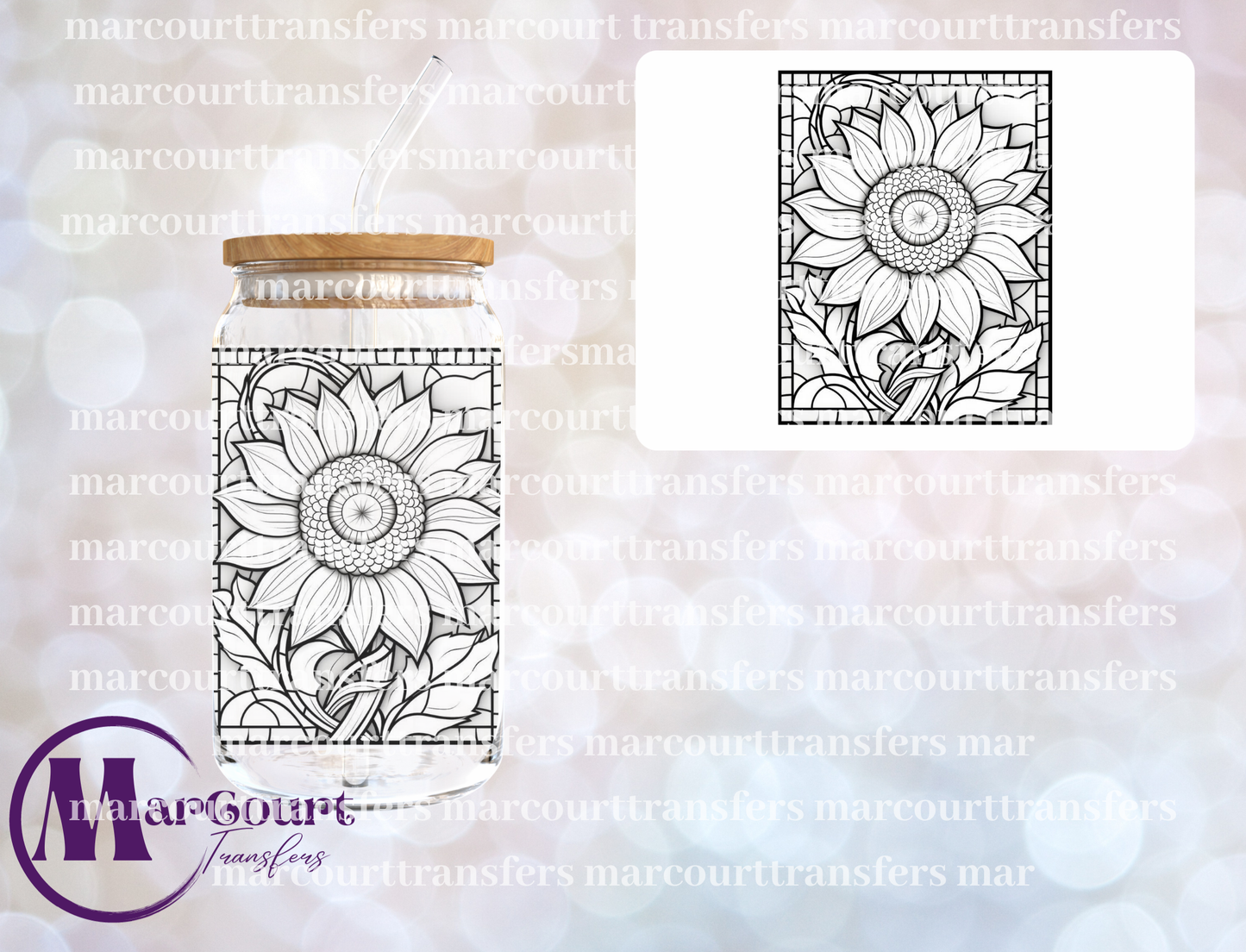 SUNFLOWER GLASS WINDOW-UV DTF CUP WRAP