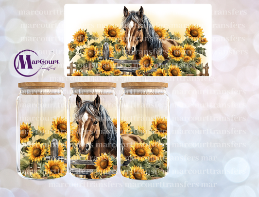 SUNFLOWER HORSE-16 0Z-UV DTF CUP WRAP