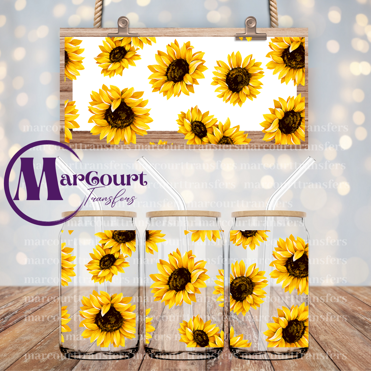 SUNFLOWERS-16 0Z-UV DTF CUP WRAP