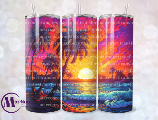 SUNSET BEACH WAVES-20 OZ-UV DTF CUP WRAP