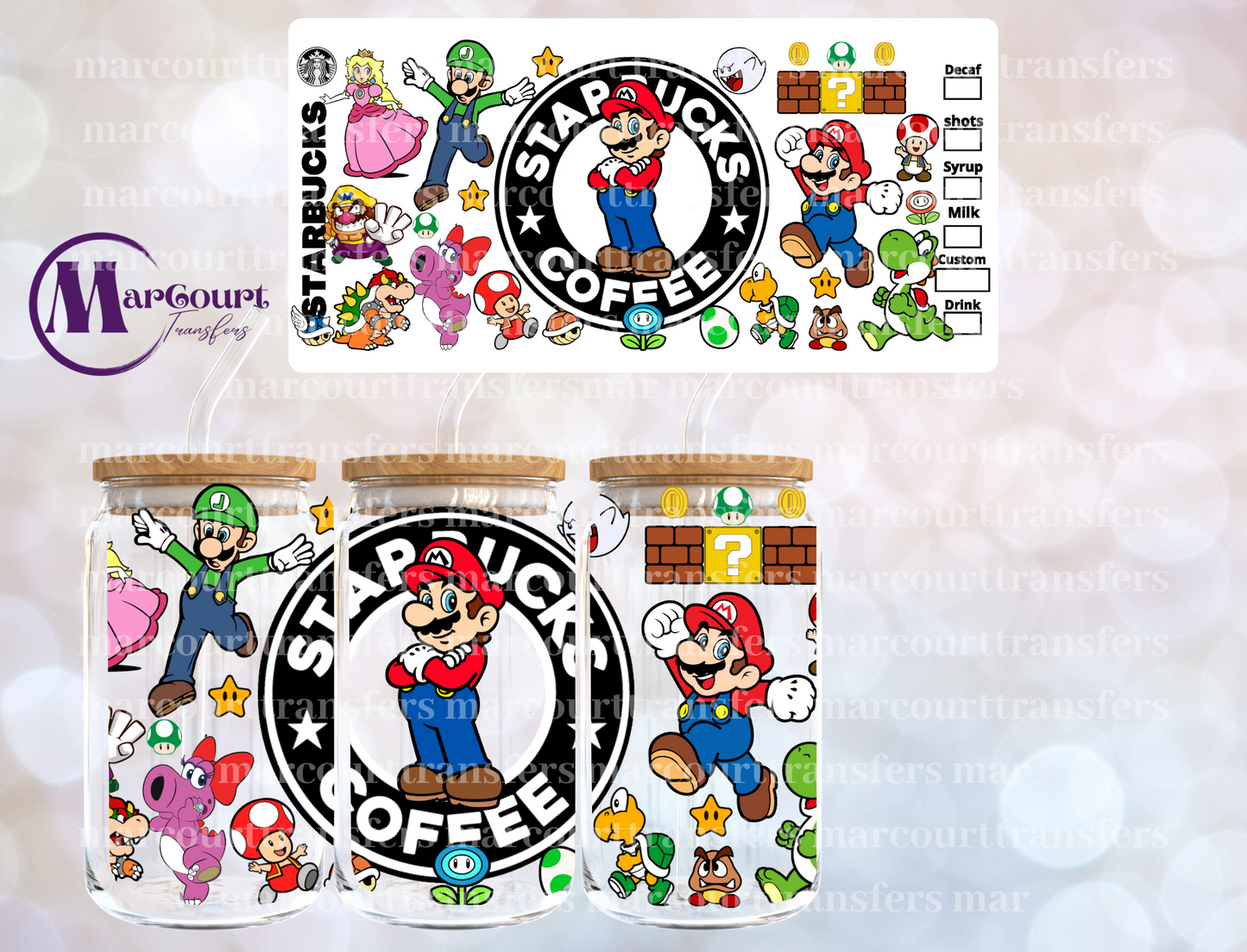 SUPER MARIO STARBUCKS 1-16 0Z-UV DTF CUP WRAP