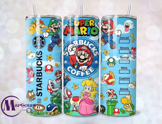 SUPER MARIO STARBUCKS BLUE-SKINNY TUMBLER TRANSFER