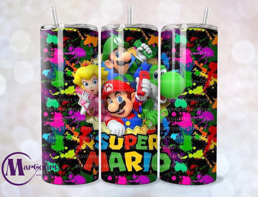 SUPER MARIO SPLATTER PAINT-SKINNY TUMBLER TRANSFER