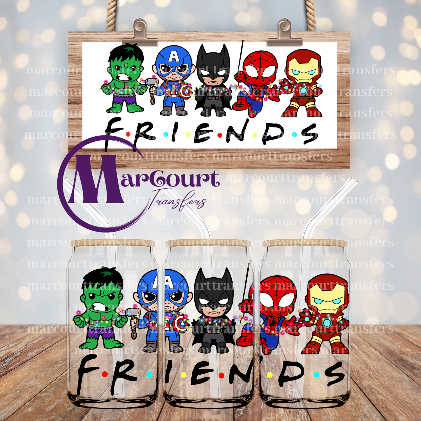 SUPERHERO CHRISTMAS FRIENDS-16 0Z-UV DTF CUP WRAP