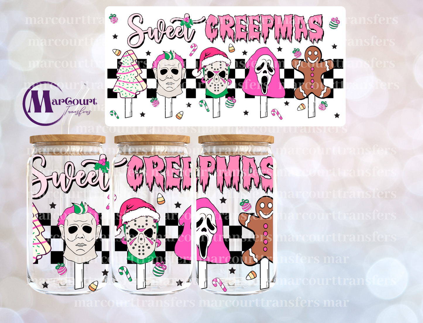 SWEET CREEPMAS PINK-16 0Z-UV DTF CUP WRAP