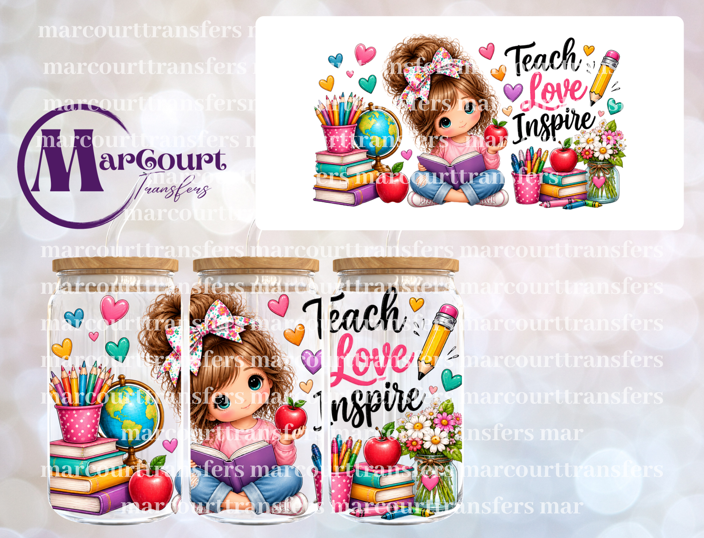 TEACH LOVE INSPIRE KAWAII-16 0Z-UV DTF CUP WRAP