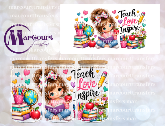 TEACH LOVE INSPIRE KAWAII-16 0Z-UV DTF CUP WRAP