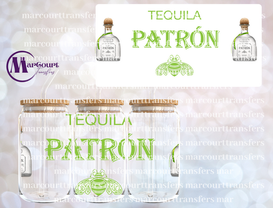 TEQUILA PATRON AGAVE GREEN-16 0Z-UV DTF CUP WRAP