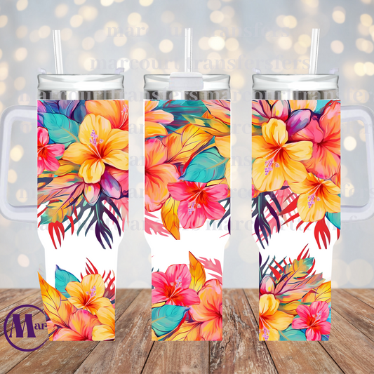 TROPICAL FLOWERS-40 0Z-UV DTF CUP WRAP