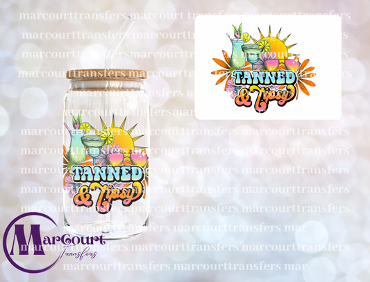 TANNED AND TIPSY 2-DECAL-UV DTF CUP WRAP