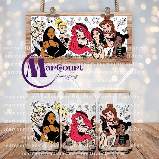 TATTOOED PRINCESSES-16 0Z-UV DTF CUP WRAP