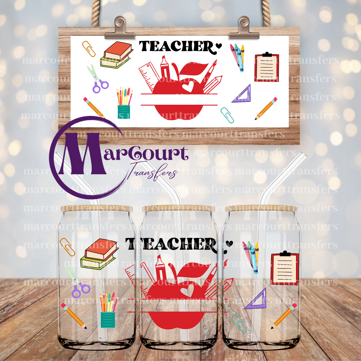 TEACHER WITH BLANK NAME SPACE-16 0Z-UV DTF CUP WRAP