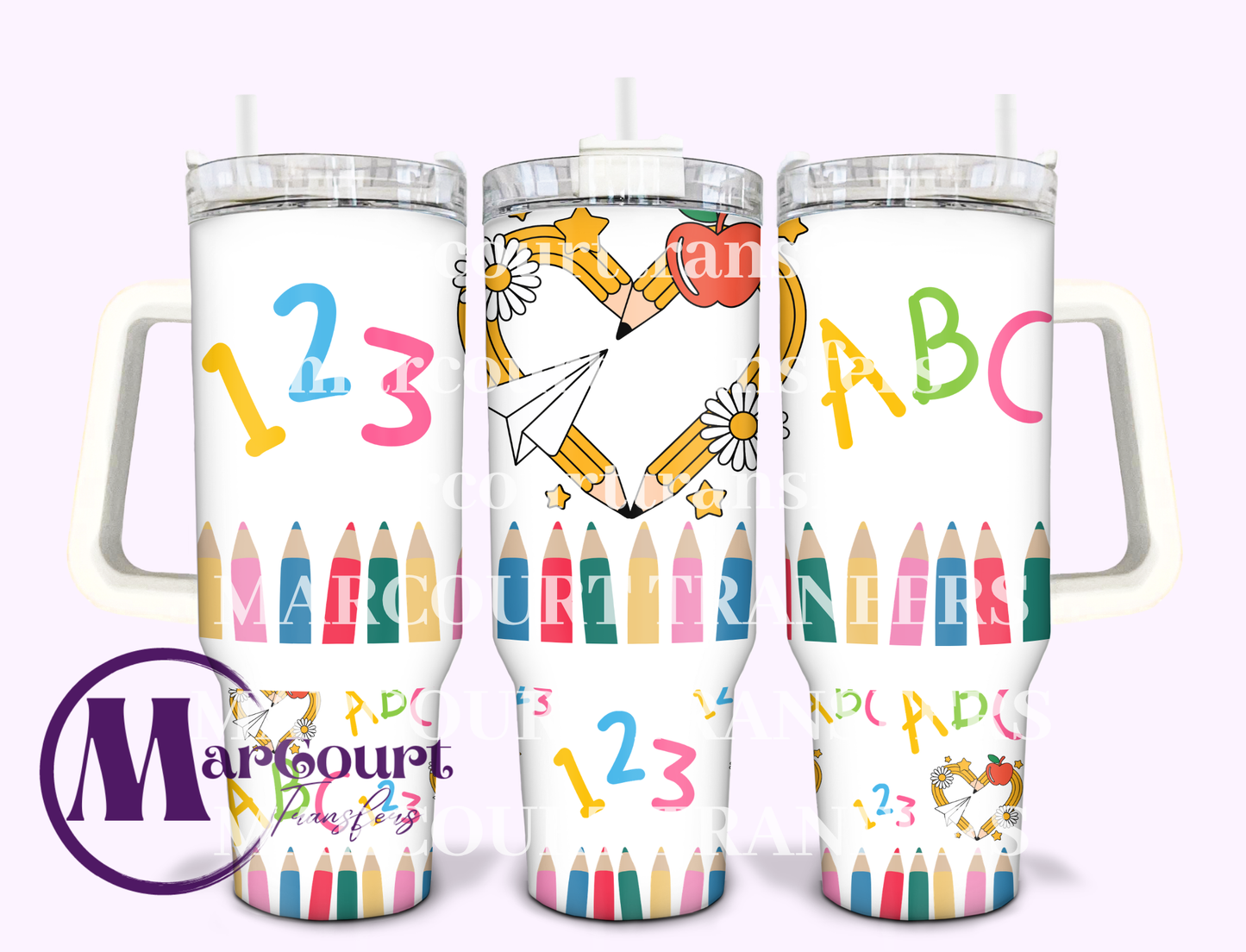 TEACHER 123 ABC-40 0Z-SUBLIMATION TUMBLER TRANSFER