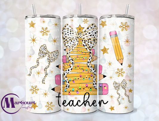 TEACHER PENCILS COQUETTE BOW-SKINNY TUMBLER TRANSFER