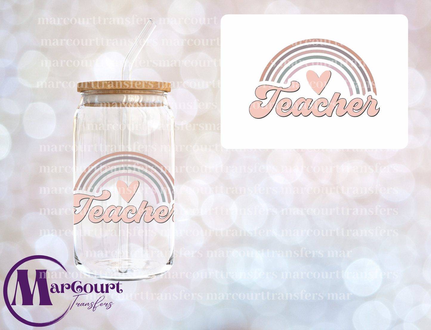 TEACHER RETRO RAINBOW-DECAL-UV DTF CUP WRAP